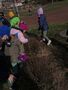 Dzieci szukają pączków na gałęziach